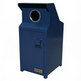 A blue metal industrial container or bin with a circular opening at the top, a front access door, and a small gold TAIMCO label near the bottom, shown on a plain white background.