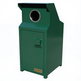 A dark green industrial metal trash can with a circular opening at the top, a front access door, and a small TAIMCO label on the lower front, shown on a plain white background.