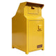 A bright yellow metal mailbox with a front door, top投递 slot, and a small TAIMCO brand plate near the bottom right, shown on a plain white background.