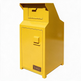A bright yellow metal mailbox with a front door, top投递 slot, and a small TAIMCO brand plate near the bottom, shown on a plain white background.