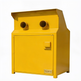 A bright yellow industrial metal cabinet with two circular openings on the top panel and a small TAIMCO logo plate near the bottom right, shown on a plain white background.