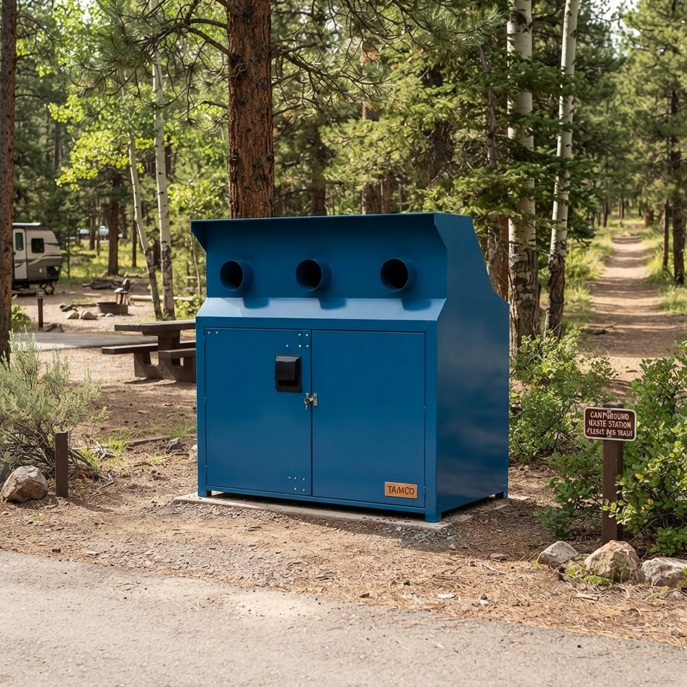 Durable yellow steel enclosure designed with upper ventilation ports and lower storage doors