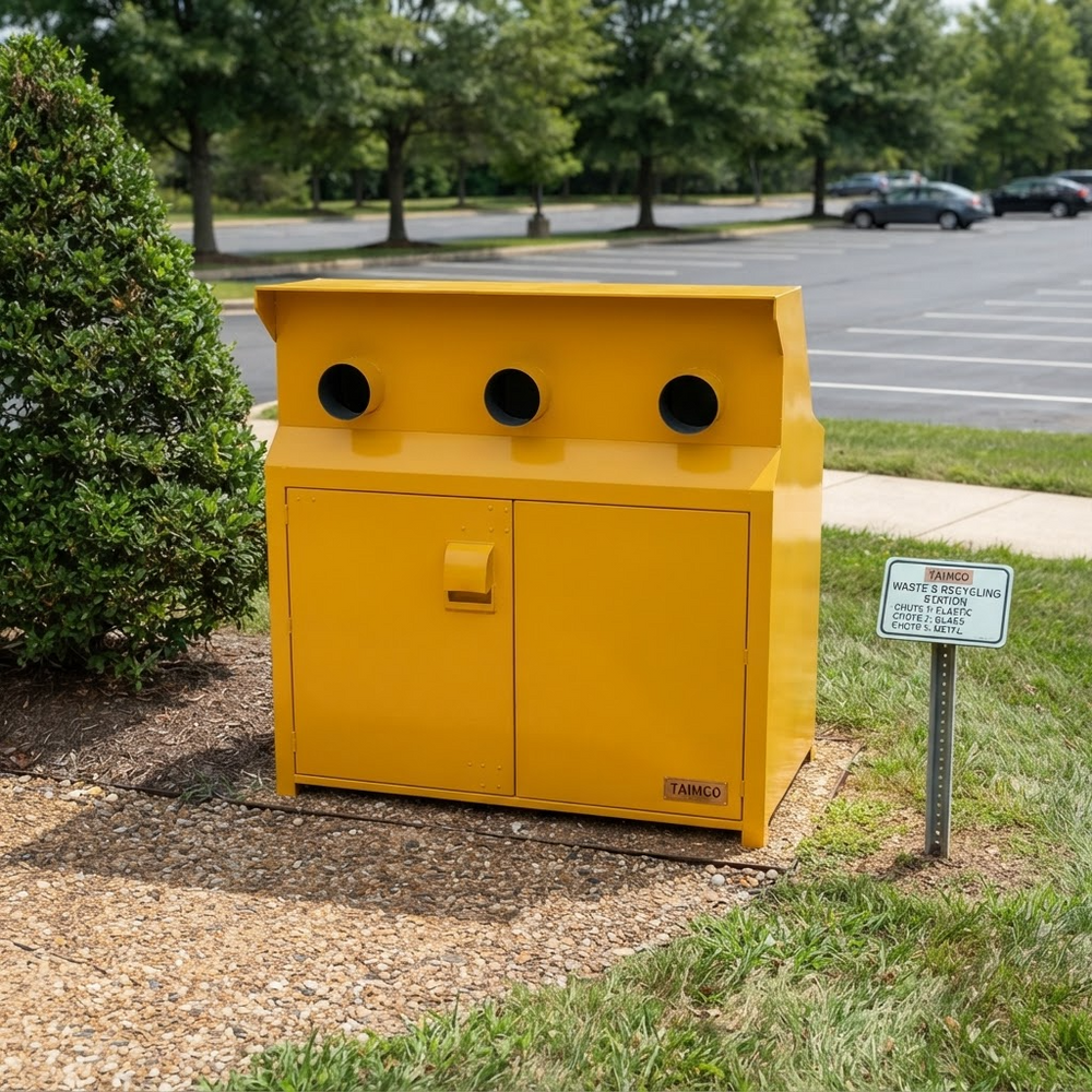 Commercial workshop cabinet featuring triple round connectors and reinforced metal doors