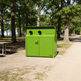 Sturdy steel workstation cabinet with two circular vents and lower double‑door access