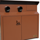 Industrial metal workstation with dual circular ports and hinged lower service doors