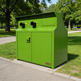 ndustrial metal workstation with dual circular ports and hinged lower service doors