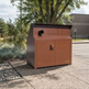 Industrial blue enclosure featuring exhaust ports and TAIMCO branding plate