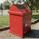 Commercial outdoor waste bin featuring sturdy construction and front clean‑out door