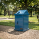 Commercial outdoor waste bin featuring sturdy construction and front clean‑out door