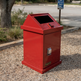 Black powder‑coated outdoor waste bin with reinforced rivets and TAIMCO branding