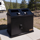 Black dual‑compartment outdoor waste bin with angled top openings
