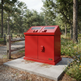 Metal double trash enclosure with front access doors and wide loading slots