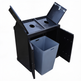 Durable metal waste bin with two compartments for trash and recycling separation