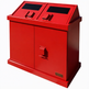 Outdoor dual‑door waste container with wide loading openings and black powder coat