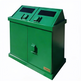 Metal double trash enclosure with front access doors and wide loading slots