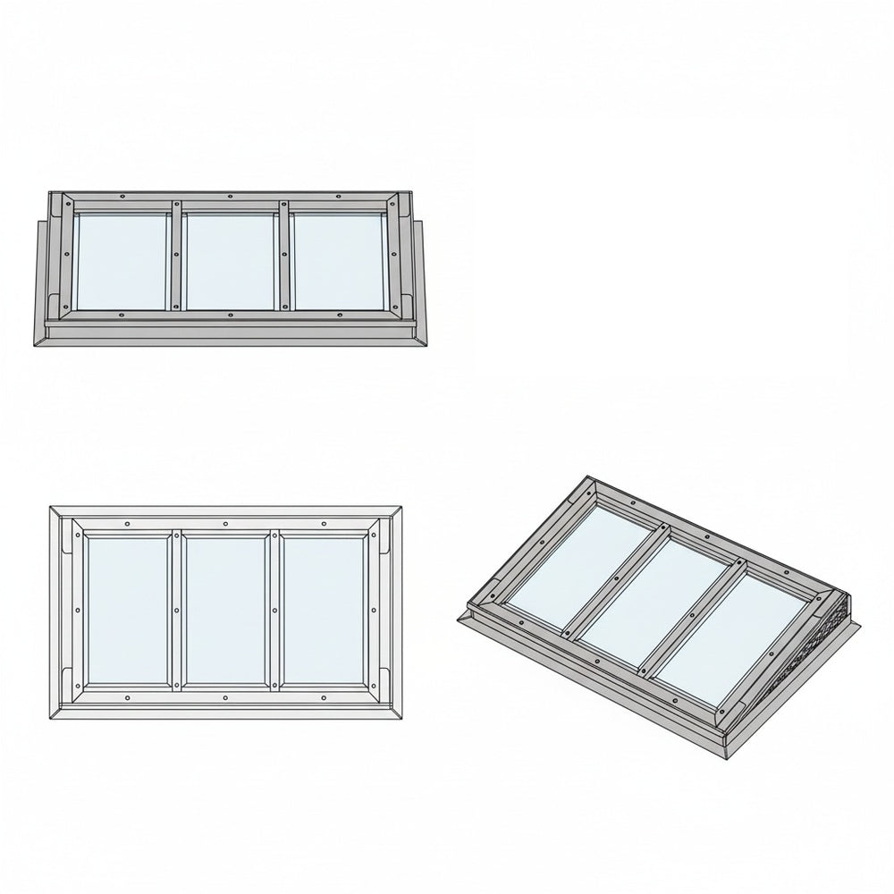 Three different types of windows on a white background