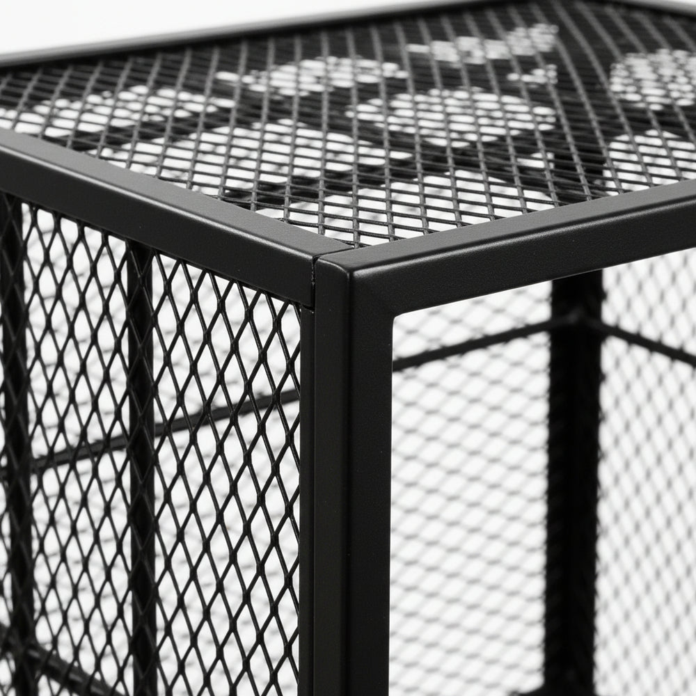Powder‑coated steel window well grate with welded round‑bar grid and reinforced frame for basement safety and ventilation.