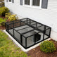 Powder‑coated steel window well grate with welded round‑bar grid and reinforced frame for basement safety and ventilation.