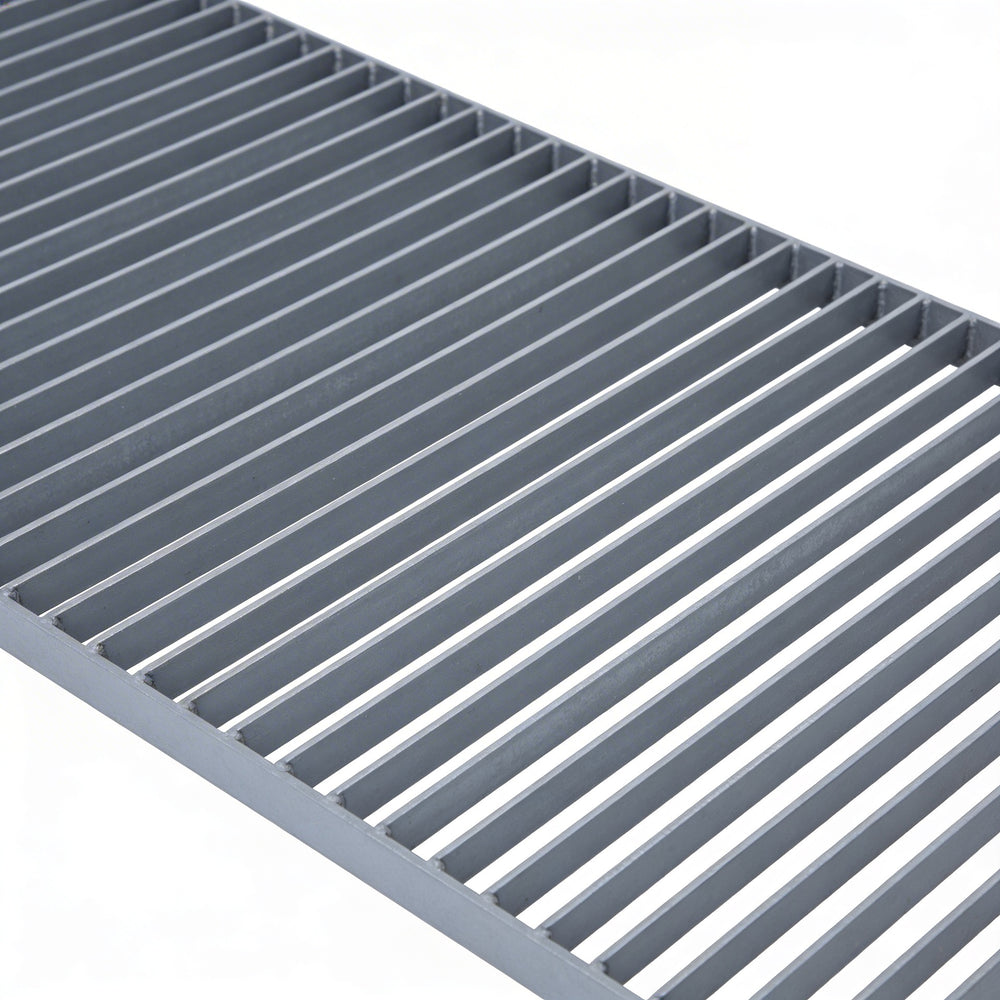 Gray metal grating on a white background