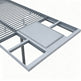 Metal grill frame with grates on a white background
