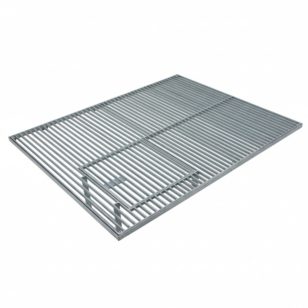 Metal grill grate on a white background