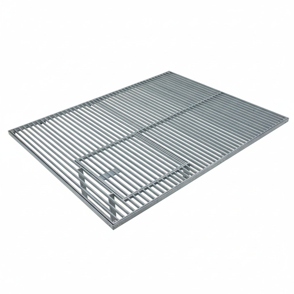 Metal grill grate on a white background
