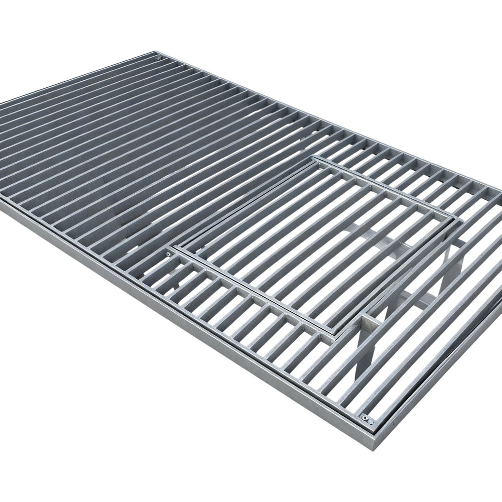 Metal grill grates on a white background