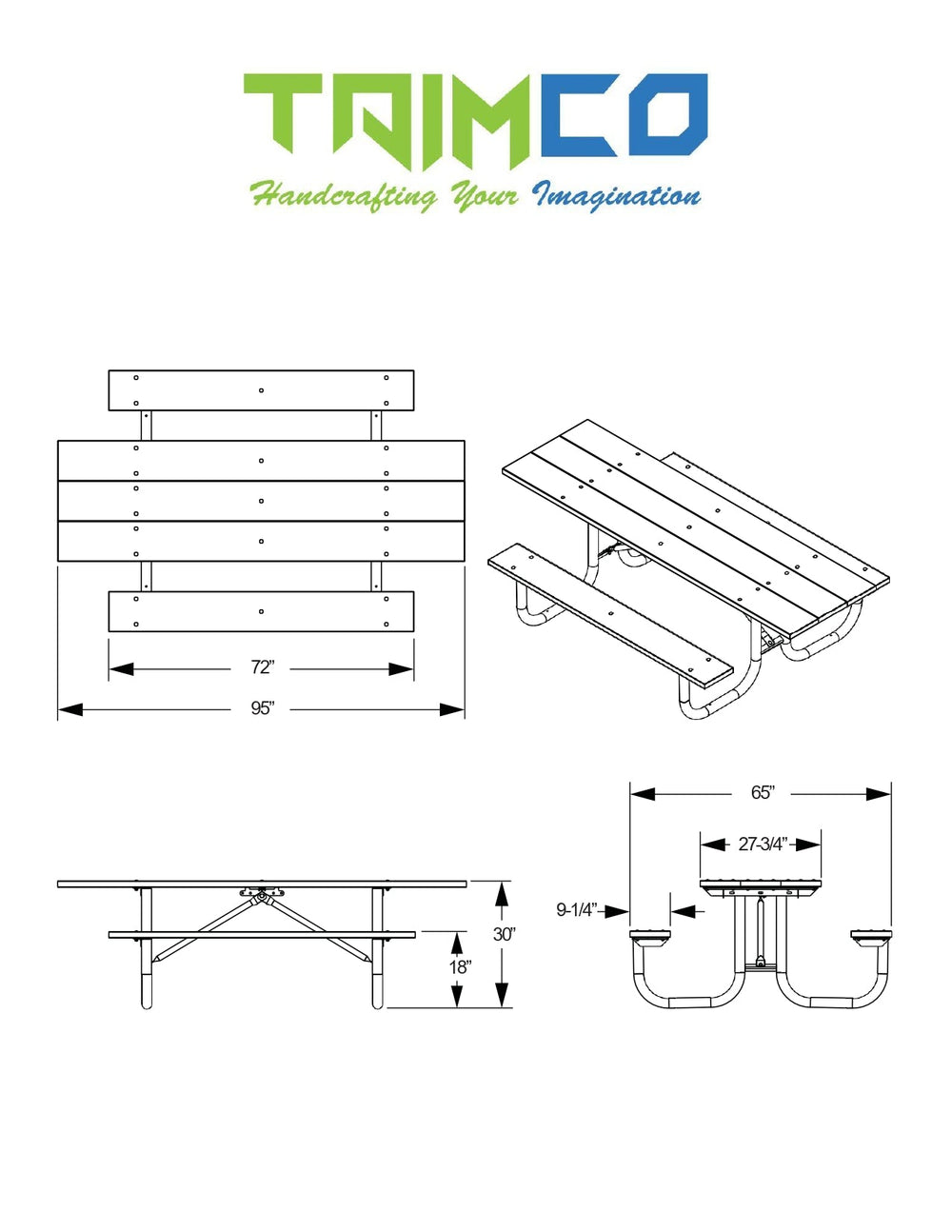 ADA Accessible Wood Top Picnic Tables | Picnic Table & Seat | Model ADAPT224-Taimco