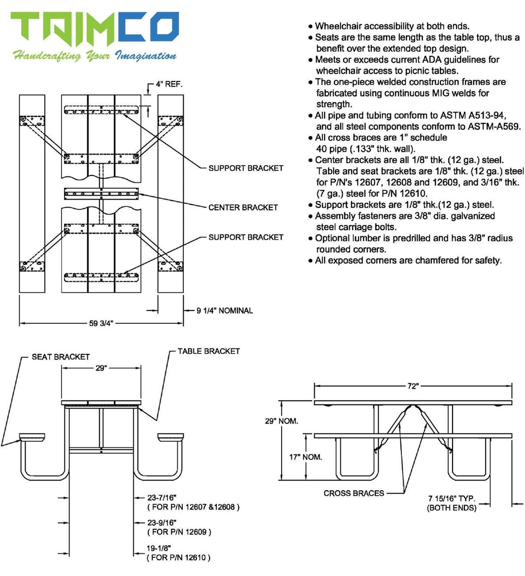 ADA Universal Access Picnic Tables | Picnic Table & Seat | Model ADAPT235-Taimco