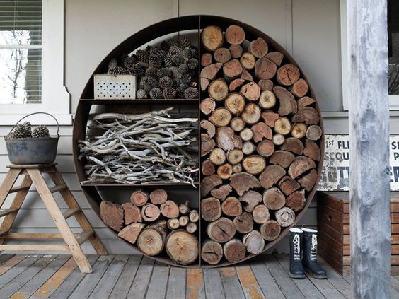 Unique Oxidized Solid Steel Firewood Rack - FR547 | Taimco