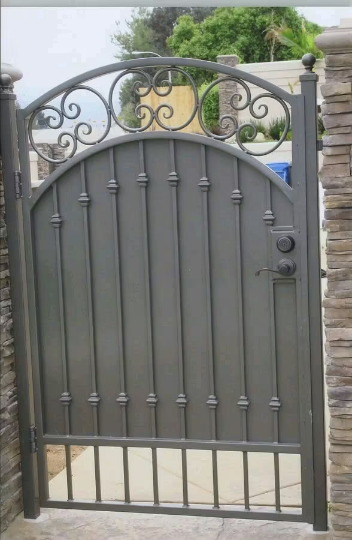 Beautiful Doodle &amp; Fence Design Metal Garden Gate| Unique Fabrication Iron Pool Gate | Made in Canada– Model # 403-Taimco