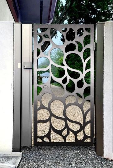 Beautiful Laser Cut Artistic Doodle Design Metal Garden Gate | Modern Fabrication Metal Back Yard Gate | Made in Canada – Model # 800-Taimco