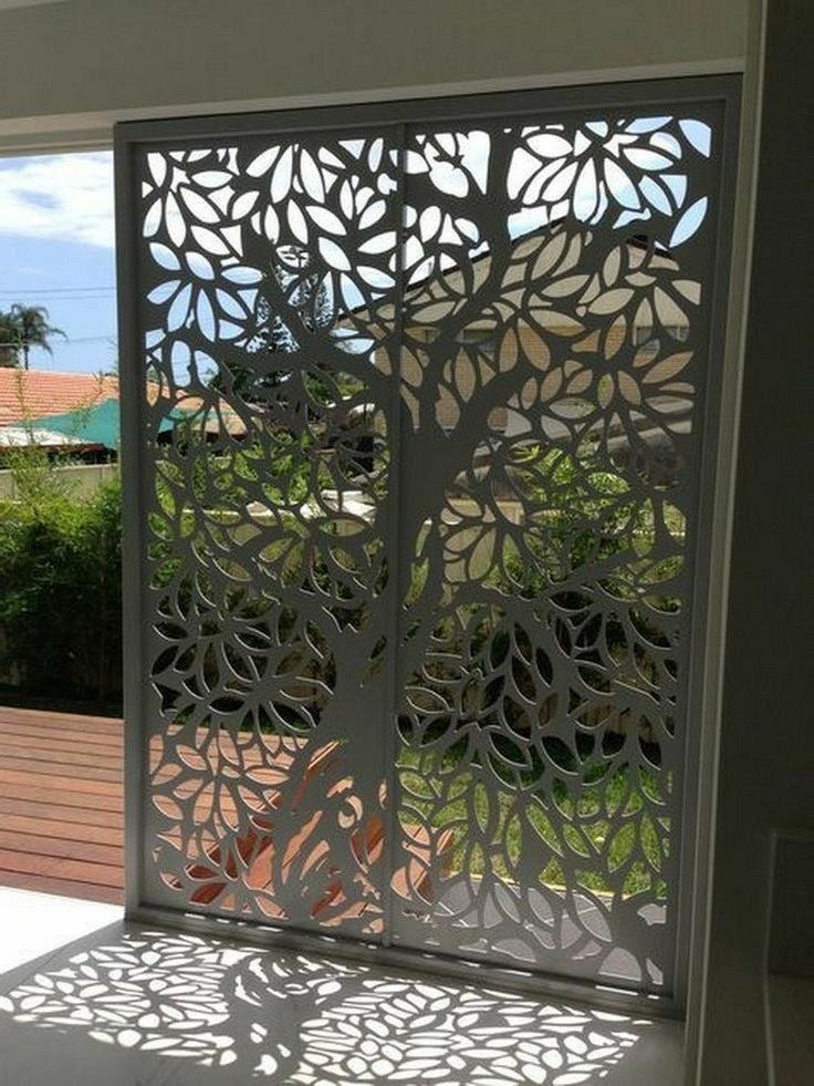 Beautiful Laser Cut Tree Design Metal Privacy Screen | Modular Metal Art Accent Privacy Partition | Made in Canada – Model # PP589-Taimco