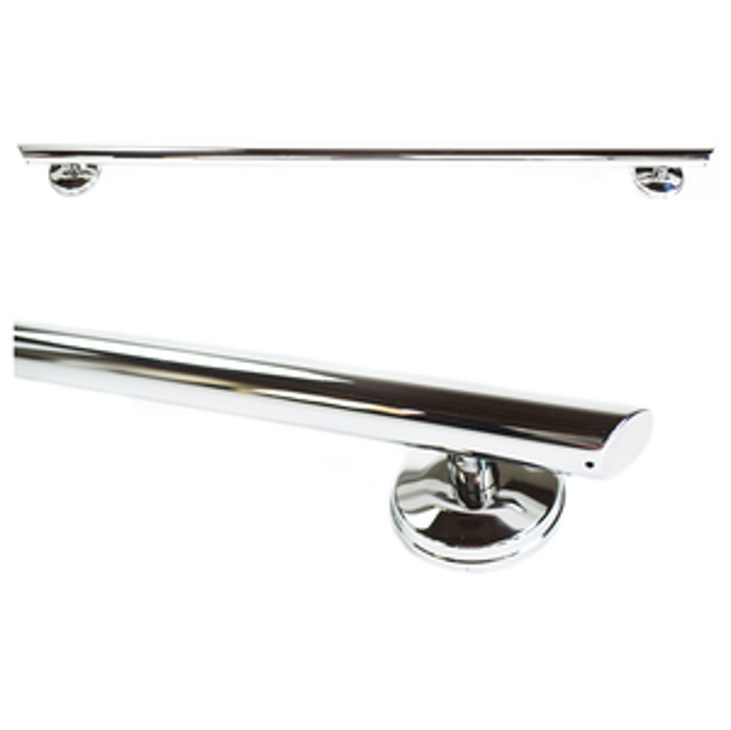 Bronte Straight Decorative Grab Bar with Angled Ends &amp; Long Nubby Rubber Grip 1.25” Stainless Steel chrome Finish-Taimco