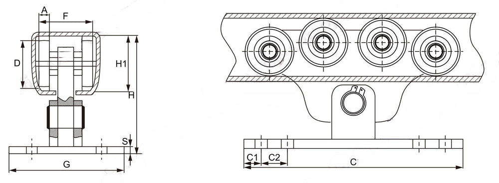 Cantilever Wheel Kit System | 8 Wheels | Carriage Wheel Heavy Duty - Model # CW-8-Taimco