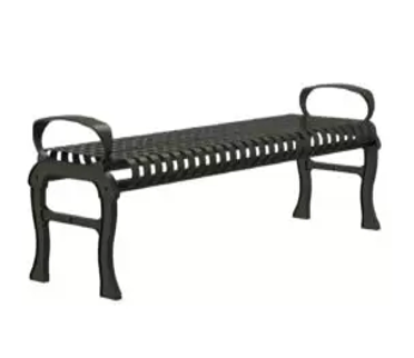 Charleston Steel Bench and aluminum Frame Backless Slat Seating | With Hand & without Backrest | Model MB185-BL-Taimco