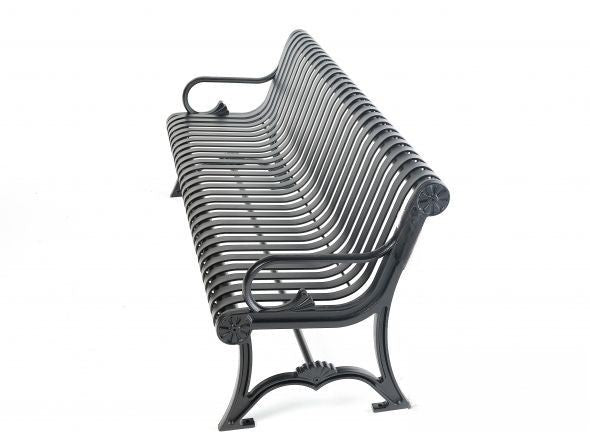 Charleston Steel Bench and aluminum Frame Cast & Steel Slat Seating | Model # MB184-Taimco