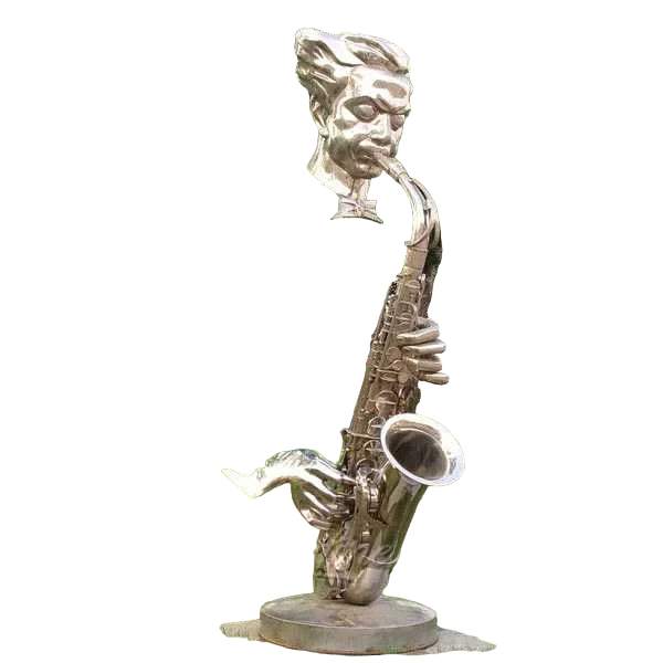 Contemporary Hotel Garden Outdoor Metal Saxophone Musician Sculpture Model # MSC1316