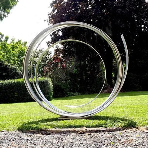 Contemporary Urban Art: Renowned Abstract Sculpture in Stainless Steel Circles Model # SSS1237-Taimco