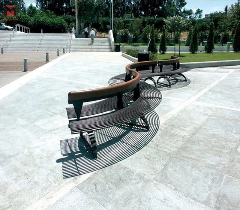 Curved Bench Formed From Rounded Steel Bars | Model COLL1693-Taimco