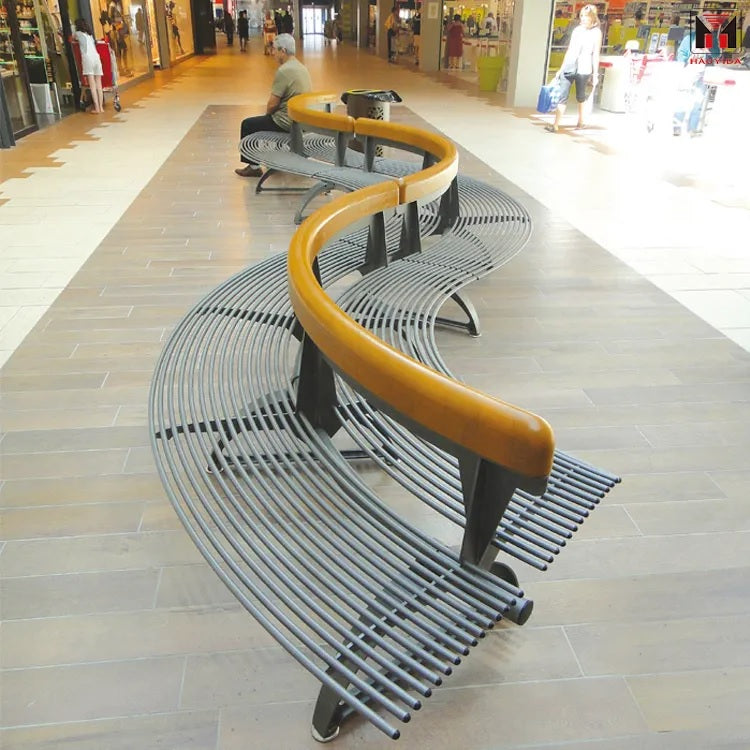 Curved Bench Formed From Rounded Steel Bars | Model COLL1693-Taimco