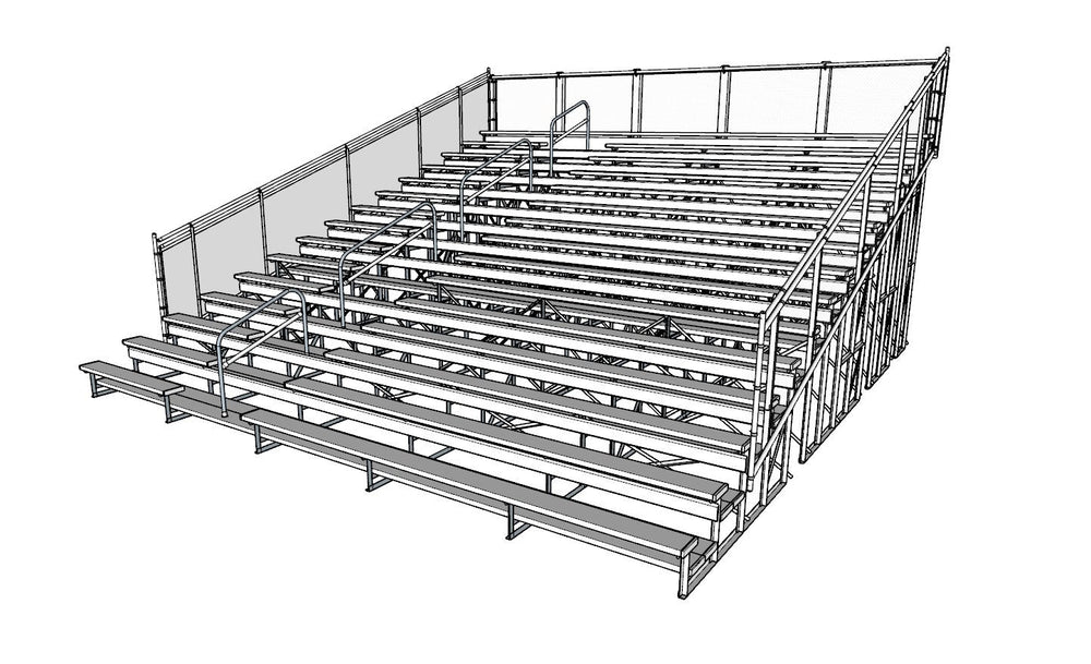 Deluxe Series 15 Row Bleachers System - Model BLECD15-Taimco