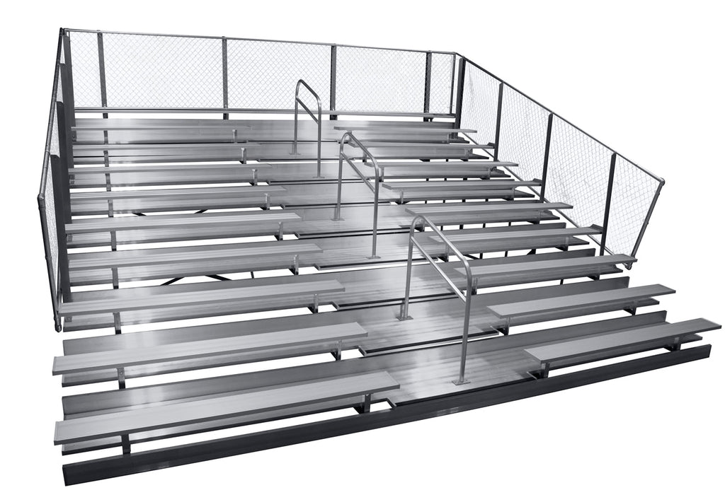 Bleacher Risers Deluxe Series 8 Row Bleachers System Chain Link & Picket Guardrail - M