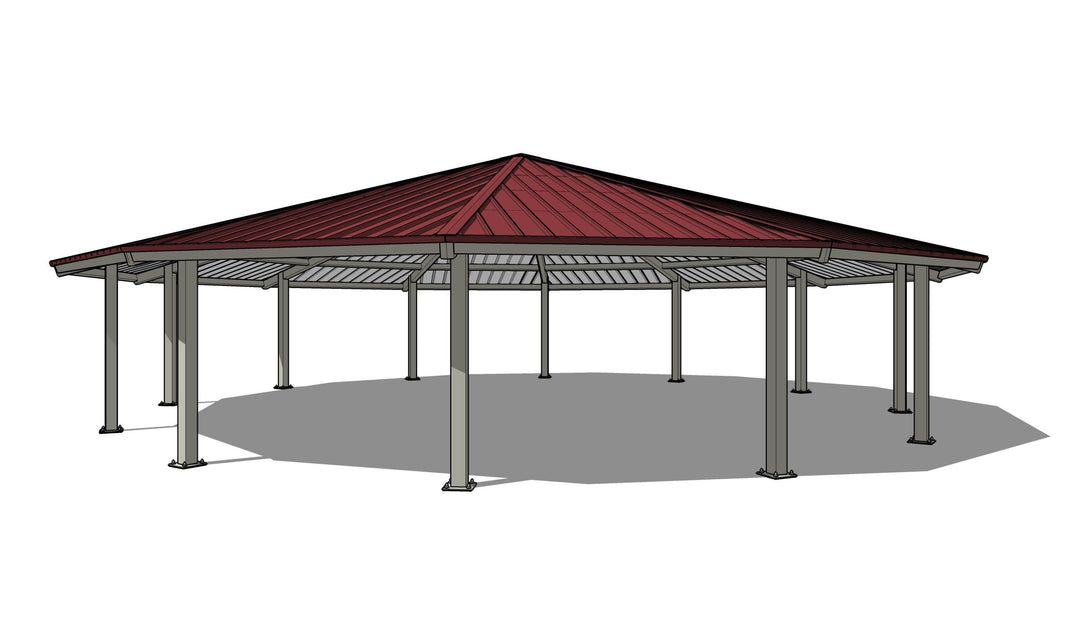 Dodecagon One Tier Steel Structure Park Gazebo | Model # GAZD1T-Taimco