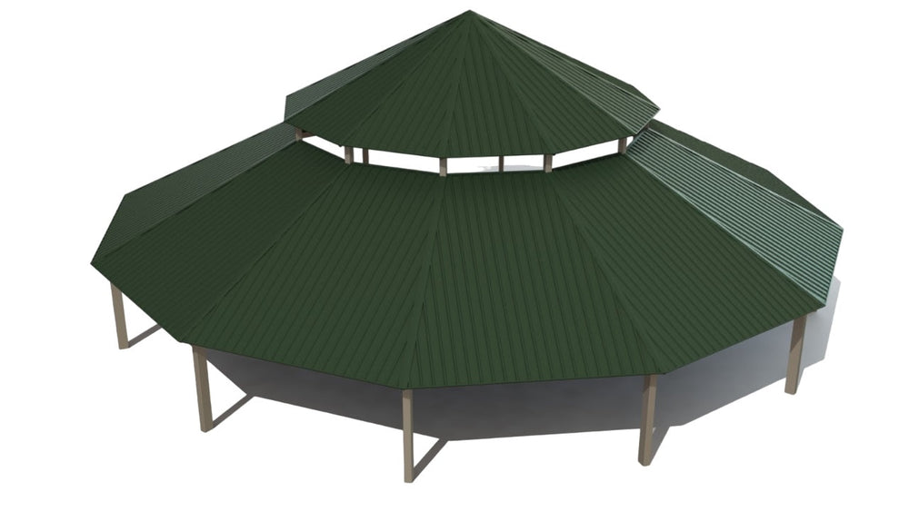 Dodecagon Two Tiers Steel Structure Park Gazebo | Model # GAZD2T-Taimco