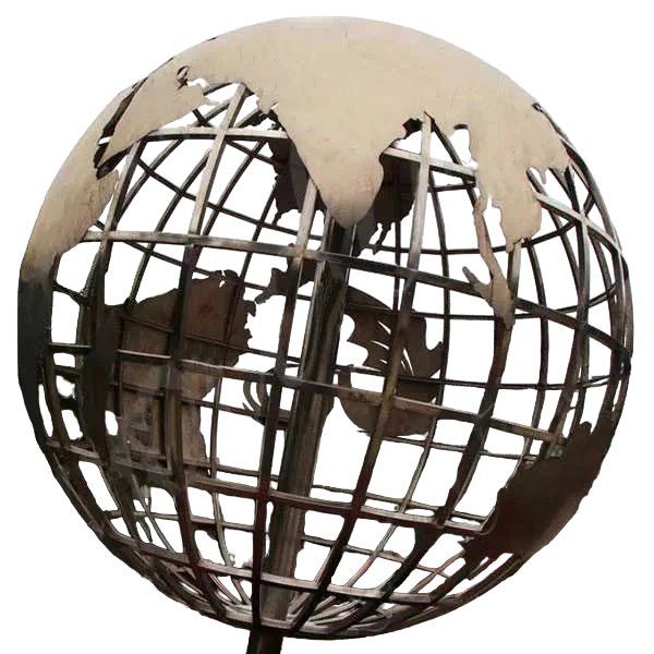 Enormous Stainless Steel Globe Sculpture with Mirrored Sphere Pattern Model # SSS1235