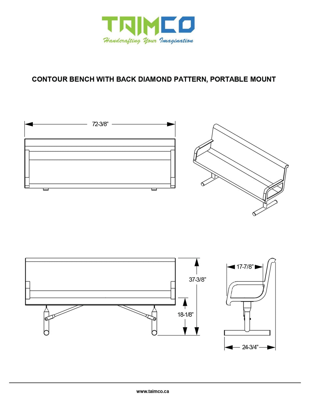 Expand Metal Bench Top and Back Steel | Model MB212-Taimco