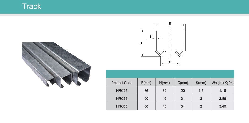 Exterior Sliding Hanging Door Track And Rollers Rail | Model # HRC-Taimco