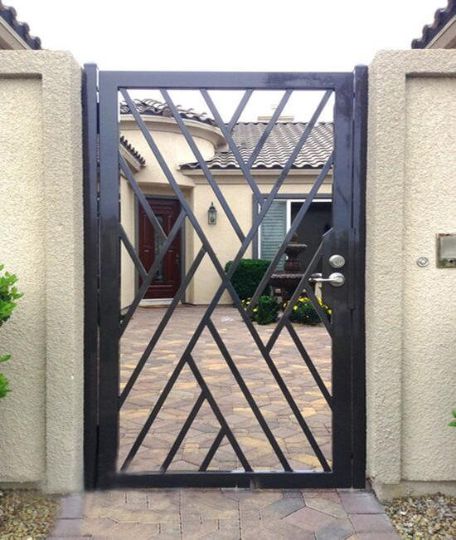 Fabulous Crisscross Pattern Metal Side Walk Gate | Unique Custom Fabrication Metal Back Yard Gate |Made in Canada– Model # 214-Taimco