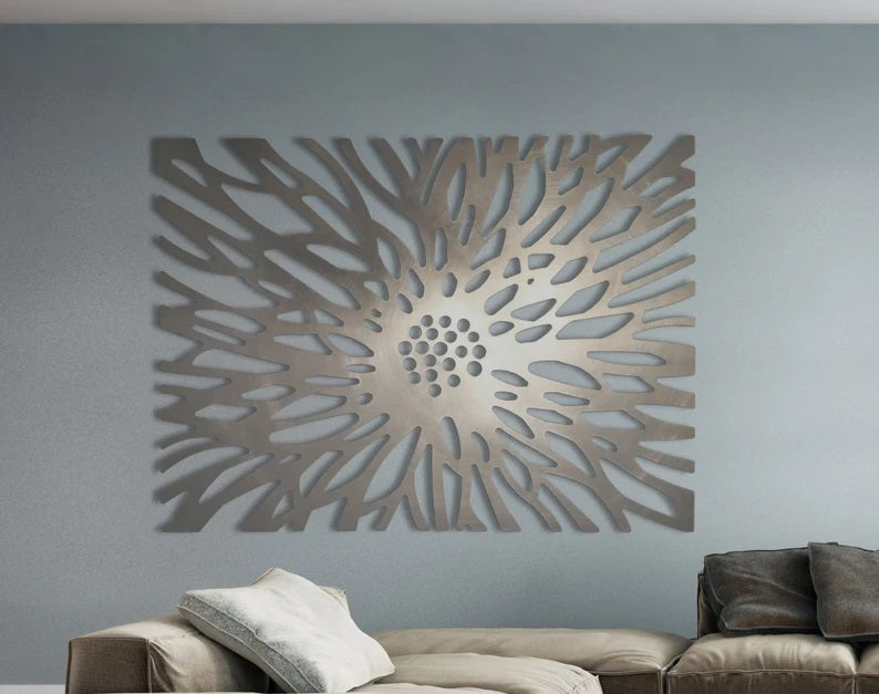 Floral Metal Art Panel - Unique Laser Cut Metal Wall Art - Metal Living Room Decor | Laser Cut Art | Made in Canada - Model # WD908-Taimco